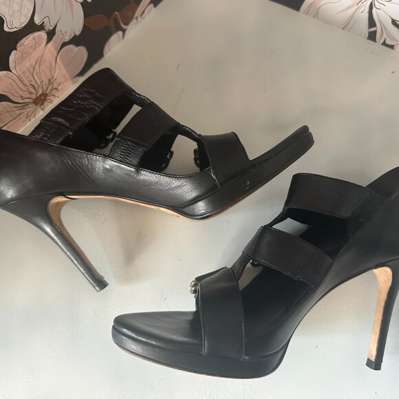 Cole Hann Black 4in Heels with 3 Adjustable straps w/ Open top-Size 8 - Picture 2 of 8